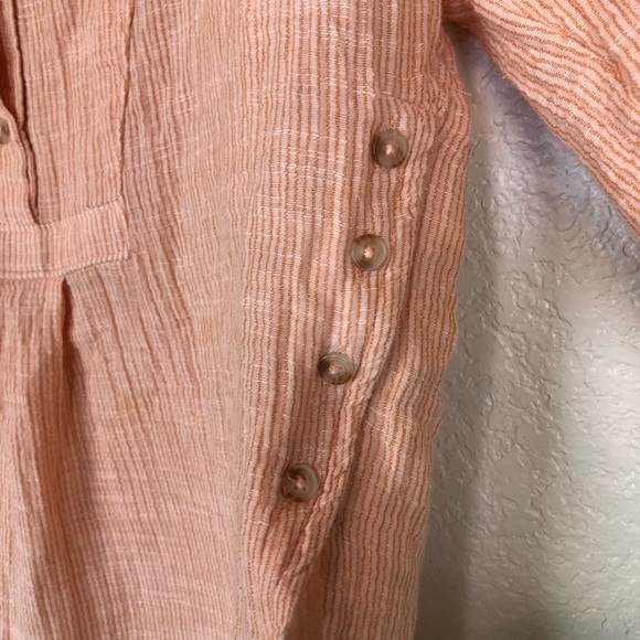 By Anthropologie Boho Gauzy Cotton V-Neck Side Button Popover Shirt Medium - Picture 7 of 14